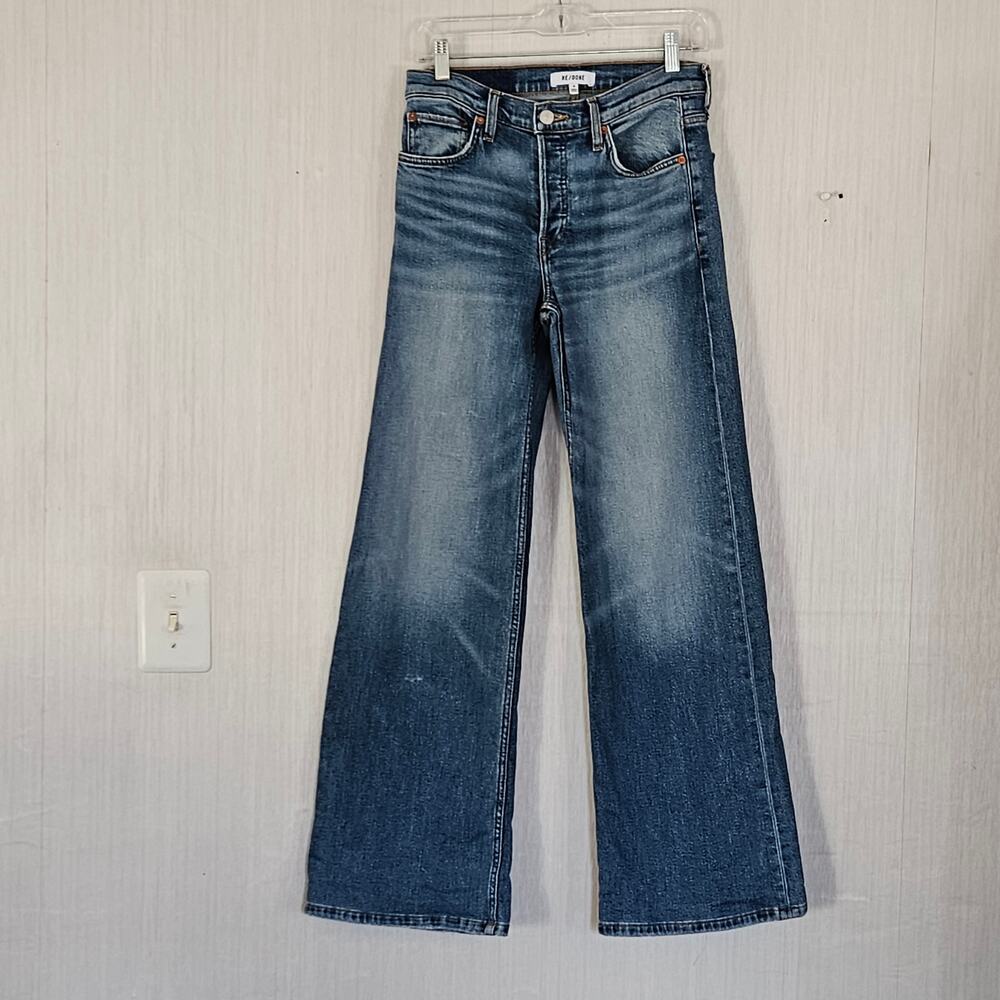 RE/DONE Originals Mid Rise Wide Leg Jeans West Coast Fade sz 26 Hemmed - Picture 2 of 12